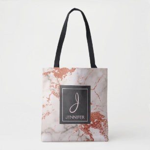 Sac de livre de monogramme de marbre d'or Rose