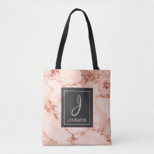 Sac de livre de monogramme de marbre Rose d'or