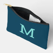 Sac de maquillage accessoire turquoise bleu Monogr (Ouvrir)