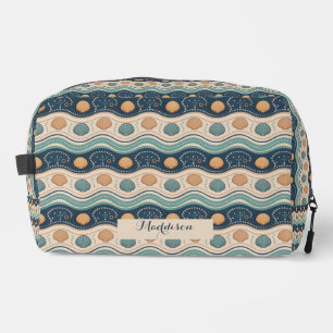 Sac de maquillage bleu-beige coquillage/sac à coud