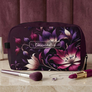 Sac de maquillage de voyage floral gothique foncé