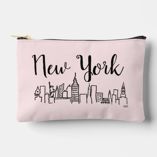 Sac de maquillage d'illustration Skyline NYC (Recto)