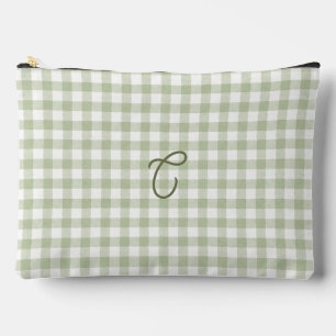 Sac de Maquillage Monogramme Gingham Vert Sauge