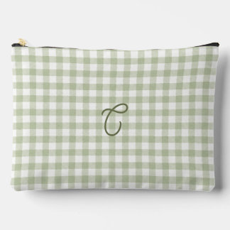 Sac de Maquillage Monogramme Gingham Vert Sauge