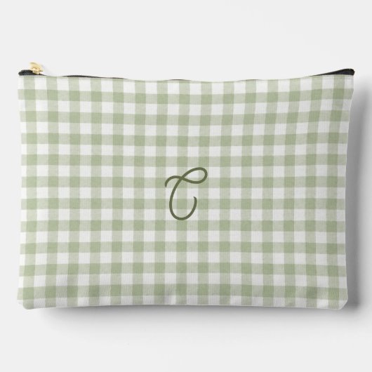 Sac de Maquillage Monogramme Gingham Vert Sauge (Recto)