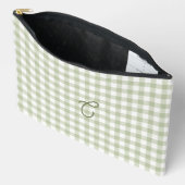 Sac de Maquillage Monogramme Gingham Vert Sauge (Ouvrir)