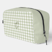 Sac de Maquillage Monogramme Gingham Vert Sauge (Coin droit)