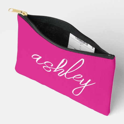 Sac de maquillage monogramme rose chaud (Ouvrir)