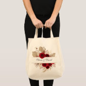 Sac de mariage aux roses de Bourgogne et herbe de  (Devant (produit))