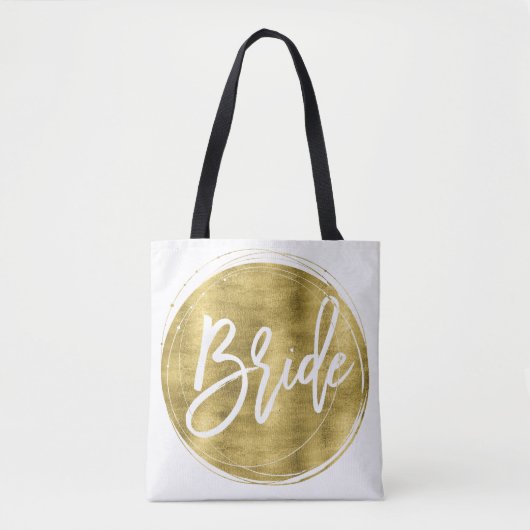 Sac de mariage blanc mariée avec feuille d'or (Devant)