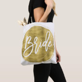 Sac de mariage blanc mariée avec feuille d'or (De près)