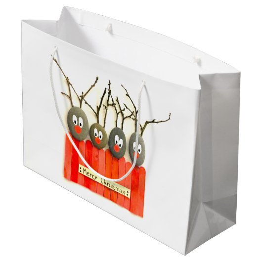 Sac de Noël de renne d'art de caillou (Dos Angle)