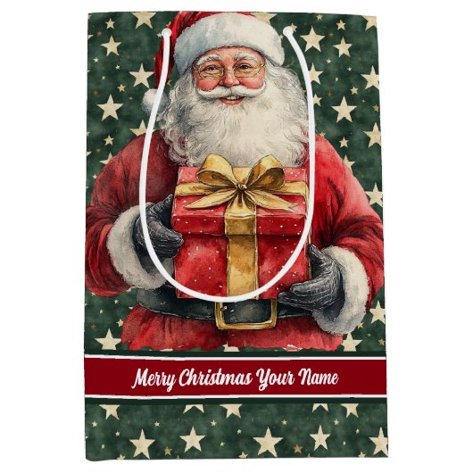 Sac de Noël Monogram : Aquarelle Santa Claus (Devant)