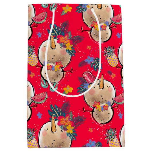 Sac de Noël Rouge Snowman Tropical (Devant)