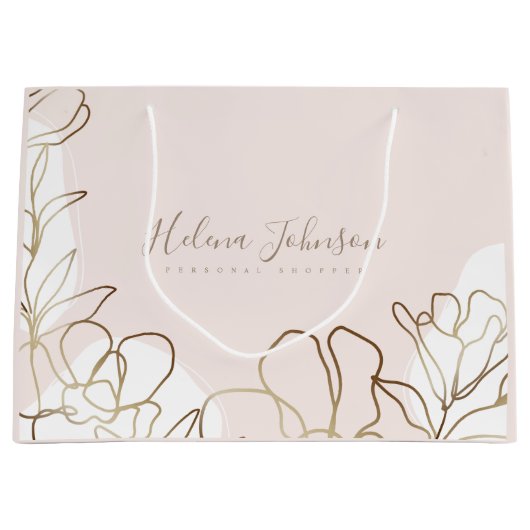 Sac de papier floral rose pâle  (Devant)