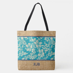 Sac de plage à monogramme hawaïen Hibiscus Pareau