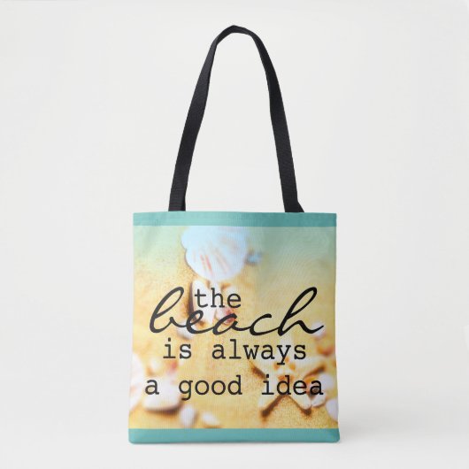sac de plage coquilles de mer et sable avec texte (Devant)