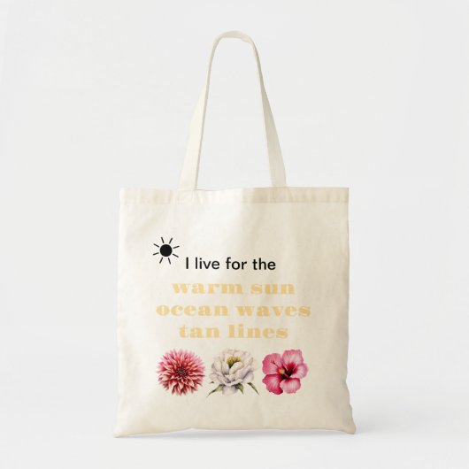 Sac de plage d'été avec fleurs et soleil (Devant)