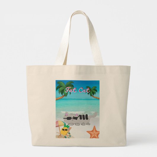 Sac de plage double face vacances gros chat (Dos)