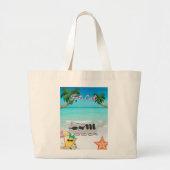 Sac de plage double face vacances gros chat (Devant)