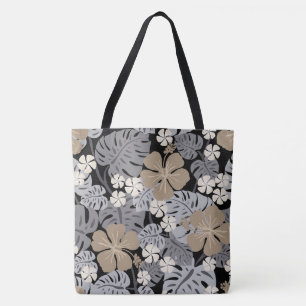 Sac de plage noir tropical Ailani Hawaïen à motif 