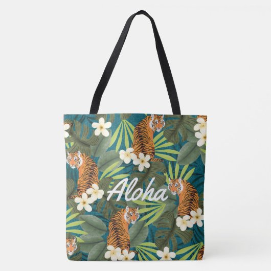 Sac de plage Tropical Tiger Hawaiian Palm Jungle (Devant)