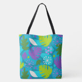Sac de plage Turquoise Tropical Hawaiian Leaf Mod  (Dos)