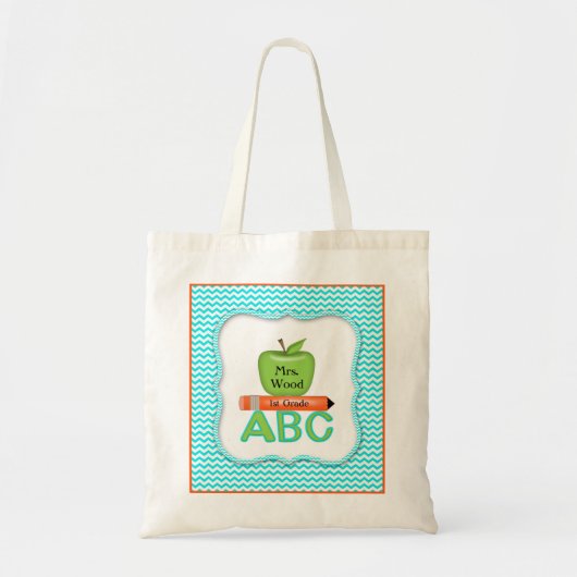 Sac de professeur de Chevron avec Apple vert (Devant)