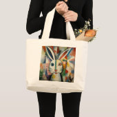Sac de shopping avec un portrait de lapin (Devant (produit))