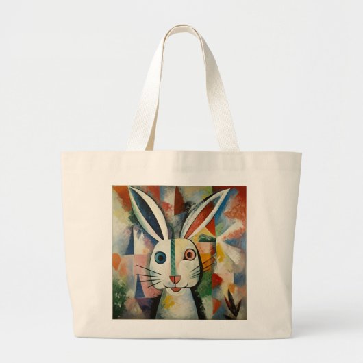 Sac de shopping avec un portrait de lapin (Devant)
