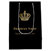Sac de shopping en papier couronne royale or noir  (Dos)