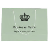 Sac de shopping en papier vert sauge couronne roya (Dos)