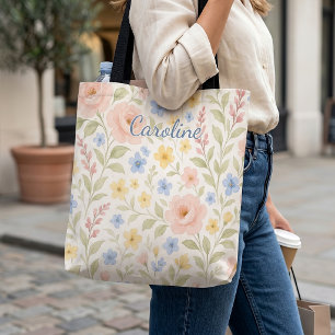 Sac de shopping personnalisé avec art floral franç