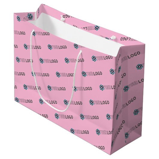 Sac de shopping personnalisé avec logo rose pour l (Devant Angle)