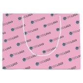 Sac de shopping rose personnalisé avec logo commer (Devant)