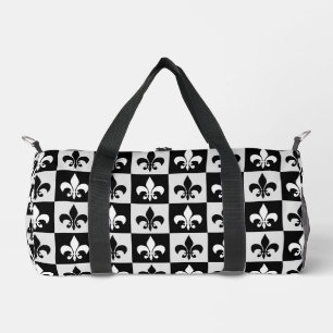 Sac De Sport à damiers Blanc Noir Fleur-De-Lis Motif