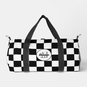 Sac De Sport à damiers Monogramme géométrique noir et blanc