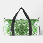 Sac De Sport Abstract Floral Pattern In Black & Green On White (Recto)