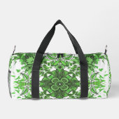 Sac De Sport Abstract Floral Pattern In Black & Green On White (Verso)