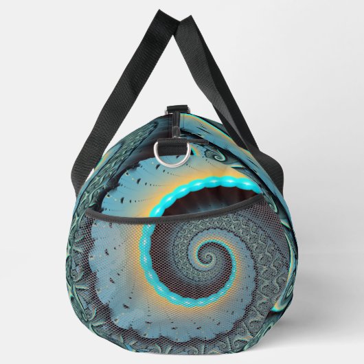 Sac De Sport Abstraite spirale d'art fractal bleu turquoise ora (Droite)