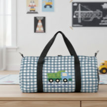 Aesthetic Gingham Blue Dump Truck Boys
