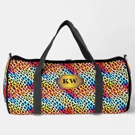 Sac De Sport Ajouter des initiales, des points de léopard multi (Recto)