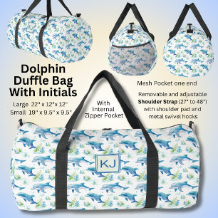 Sac De Sport Ajouter Initiales, Baignade Dauphins Bleus