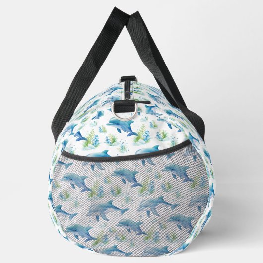 Sac De Sport Ajouter Initiales, Baignade Dauphins Bleus (Droite)