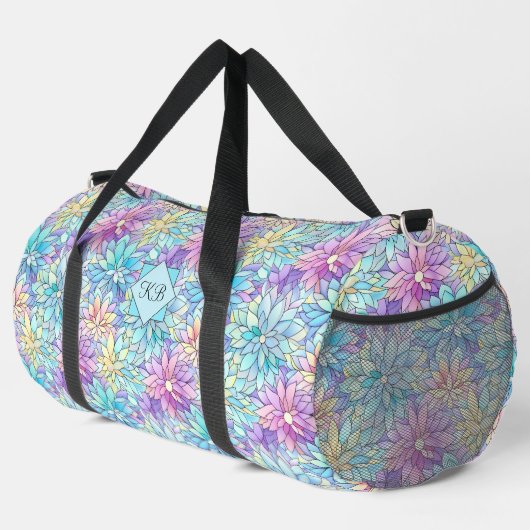 Sac De Sport Ajouter Initiales, Fleurs Abstraites Pastel (Coin droit)
