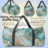 Sac De Sport Ajouter le nom Aqua Blue Gold Marbled