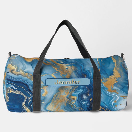 Sac De Sport Ajouter le nom Blue Gold Marbled (Recto)