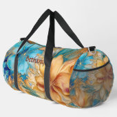 Sac De Sport Ajouter le nom Fleurs Aqua & Gold Floral Abstrait (Coin droit)