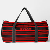 Sac De Sport Ajouter le nom Initiales Red Stripes Black Texture (Recto)