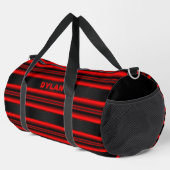 Sac De Sport Ajouter le nom Initiales Red Stripes Black Texture (Coin droit)
